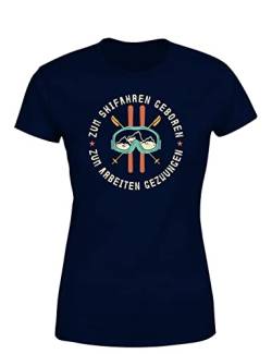 Zum Skifahren Geboren Zum Arbeiten Gezwungen - Wintersport - Damen T-Shirt, Farbe: Navy, Größe: Medium von tshirtladen