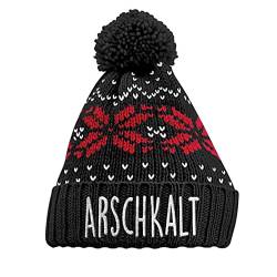 tshirtladen Arschkalt Statement Wintermütze Bommelmütze Mit mit Bommel, Farbe: Black von tshirtladen