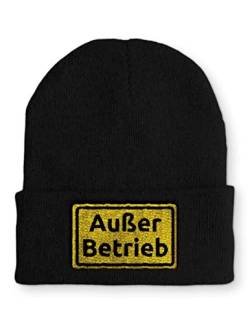 tshirtladen Außer Betrieb Statement Spruchmütze Beanie Mütze mit Spruch für Damen und Herren, Farbe: Black von tshirtladen