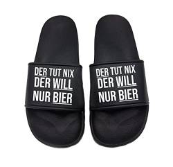 tshirtladen Der tut nix der will nur Bier Badelatsche Sandalen Urlaub Sommerschuh Unisex, Größe: 45 EU von tshirtladen