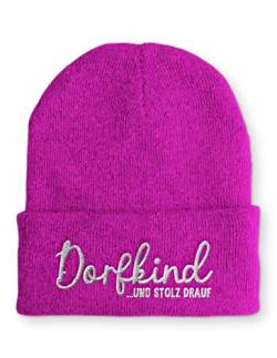 tshirtladen Dorfkind und stolz drauf Statement Wintermütze lustige Mütze für Damen und Herren, Farbe: Pink von tshirtladen