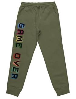 tshirtladen Game Over Gamer Jogginghose Schlafhose tolles Statement, Farbe: Olive, Größe: L von tshirtladen