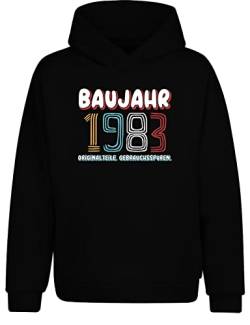 tshirtladen Geschenk zum 40. Geburtstag für Herren Originalteile Gebrauchsspuren 1983 Hoodie, Farbe: Black, Größe: 7XL von tshirtladen