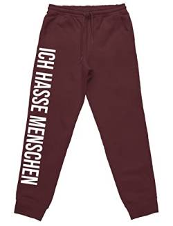 tshirtladen Ich Hasse Menschen Jogginghose Schlafhose tolles Statement, Farbe: Bordeaux, Größe: M von tshirtladen