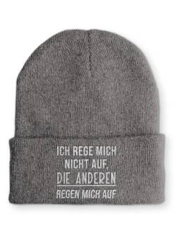 tshirtladen Ich Reg Mich Nicht Auf Die Anderen Regen Mich Auf Statement Beanie Mütze mit Spruch, Farbe: Grau von tshirtladen