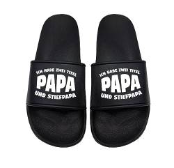 tshirtladen Ich habe zwei Titel Papa und Stiefpapa Badelatsche Sandalen Urlaub, Größe: 46 EU von tshirtladen