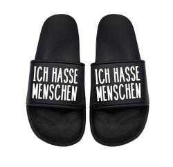 tshirtladen Ich hasse Menschen Badelatsche Sandalen Urlaub Sommerschuh Unisex, Größe: 42 EU von tshirtladen