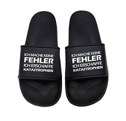 tshirtladen Ich mache keine Fehler... Ich erschaffe Katastrophen Badelatsche Sandalen Urlaub, Größe: 39 EU von tshirtladen