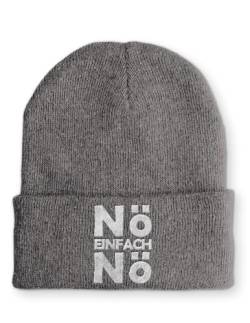 tshirtladen Nö einfach Nö Statement Beanie Mütze mit Spruch, Farbe: Grau von tshirtladen