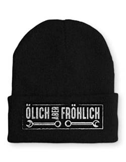 tshirtladen Ölich Aber Fröhlich Wintermütze Beanie Mütze für Damen und Herren, Farbe: Black von tshirtladen