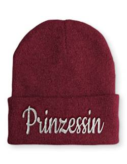 tshirtladen Prinzessin Statement Beanie Mütze mit Spruch, Farbe: Bordeaux von tshirtladen