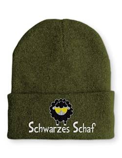 tshirtladen Schwarzes Schaf Statement Wintermütze Beanie Mütze für Damen und Herren, Farbe: Olive von tshirtladen