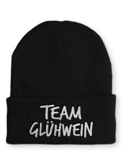 tshirtladen Strickmütze Team Glühwein Mütze Wintermütze lustige Beanie mit Stick, Farbe: Black von tshirtladen