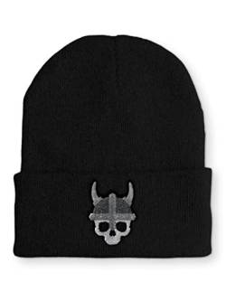 tshirtladen Wikinger Skull Design Statement Wintermütze Mütze Beanie für Damen und Herren, Farbe: Black von tshirtladen