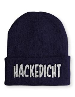 tshirtladen hackedicht Statement Wintermütze Beanie Mütze mit Spruch, Farbe: Navy von tshirtladen