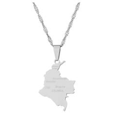 tuwiwol Maßgeschneiderte Kolumbien Karte Anhänger Halskette. Vielseitige und modische Edelstahl Halsketten für Frauen, Stahlfarbe von tuwiwol