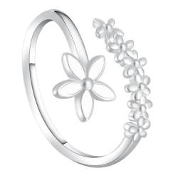 tuwiwol Verstellbare Ringe für Frauen, modische und stapelbare Designs, Blumenring aus Metall, Korea Geschenk, Eheringe, stapelbare Ringe von tuwiwol