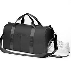 Sporttasche Reisetasche Weekender Tasche für Damen und Herren, mit Schuhfach und Nassfach, Leichte wasserdichte Fitness Bag Schwimmtasche, Handgepäck Tasche für Flugzeug Reisen Yoga (Schwarz) von twirush