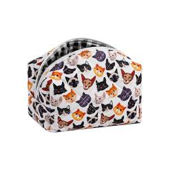 Süße kleine Make-up-Tasche aus Baumwolle, gesteppt, mit Reißverschluss, mit kokettem Bär, für Damen und Mädchen, Kawaii-Reise-Kosmetiktasche für Geldbörse, 09Cats von uekeboag