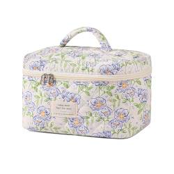 uekeboag Große Reise-Make-up-Tasche für Damen, gesteppt, Blumenmuster, Baumwolle, Kosmetiktasche, Kosmetiktasche, Kosmetiktasche, Kosmetiktasche, Kosmetiktasche, Kosmetiktasche, Kosmetiktasche, von uekeboag