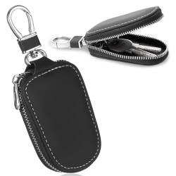 Schlüsseletui Auto Schlüsseltasche Kunstleder Schlüsselmäppchen Tragbares Autoschlüssel Hülle mit Reißverschluss Schwarz Karabienerhacken Tasche Reißverschluss für Autoschlüssel Schlüsseltasche von ueslwser