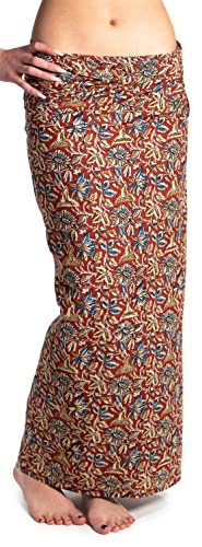 ufash Damen Sarong Lungi Pareo Rock aus Indien, traditionell handbedruckt, Unisex für Männer und Frauen. Boho Gipsy & Hippie Röcke, Design 23-1 von ufash