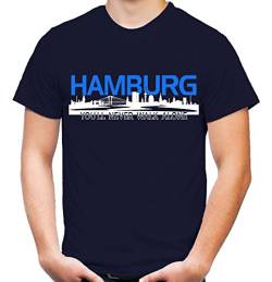 Hamburg Skyline Männer und Herren T-Shirt | Fussball Ultras Geschenk (XXL, Navy) von uglyshirt87