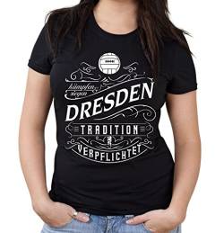 Mein Leben Dresden Girlie Shirt | Freizeit | Hobby | Sport | Sprüche | Fussball | Stadt | Frauen | Damen | Fan | M1 Front (XXL) von uglyshirt87