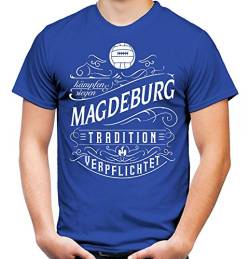 Mein Leben Magdeburg Männer und Herren T-Shirt | Fussball Ultras Geschenk | M1 Front (M, Blau) von uglyshirt87