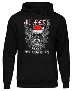 uglyshirt87 Julfest statt Weihnachten Herren Kapuzenpullover | Wikinger Kleidung Herren - Fussball - City - Wikinger Tshirt Pullover - Odin Hoodie - Weihnachten Wikinger | Schwarz (3XL) von uglyshirt87