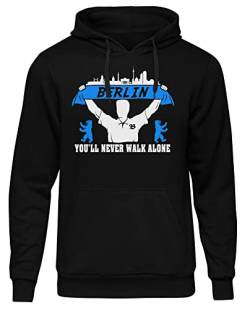 uglyshirt89 Berlin Support Herren Kapuzenpullover | Stadt - Berlin Skyline - Sport - Fussball - City - Berlin Pullover - Hoodie | Schwarz (M) von uglyshirt89