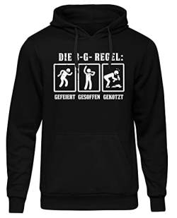 uglyshirt89 Die 3G Regel Herren Kapuzenpullover| Party Hoodie - Saufen Pullover Herren - Corona Hoodie Lustig - Ungeimpft - Herrentag Pullover | Schwarz (3XL) von uglyshirt89