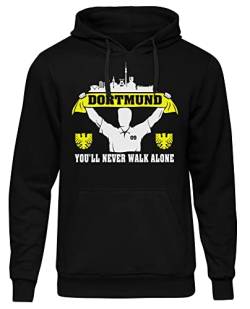 uglyshirt89 Dortmund Support Herren Kapuzenpullover | Stadt - Dortmund Skyline - Sport - Fussball - City - Dortmund Pullover - Hoodie | Schwarz (4XL) von uglyshirt89