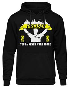 uglyshirt89 Dresden Support Herren Kapuzenpullover | Stadt - Dresden Skyline - Sport - Fussball - City - Dresden Pullover - Hoodie | Schwarz (3XL) von uglyshirt89