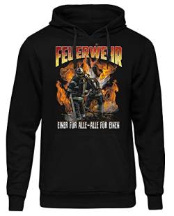 uglyshirt89 Feuerwehr Herren Kapuzenpullover| Held Hero FFW - Feuerwehr Pullover - Freiwillige Feuerwehr - Feuerwehr Geschenke - Firefighter - Hoodie | M15 Schwarz (3XL) von uglyshirt89