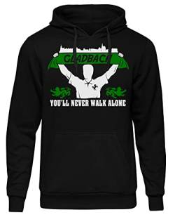 uglyshirt89 Gladbach Support Herren Kapuzenpullover | Stadt - Gladbach Skyline - Sport - Fussball - City - Gladbach Pullover - Hoodie | Schwarz (M) von uglyshirt89