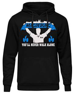 uglyshirt89 Magdeburg Support Herren Kapuzenpullover | Stadt - Magdeburg Skyline - Sport - Fussball - City - Magdeburg Pullover - Hoodie | Schwarz (L) von uglyshirt89