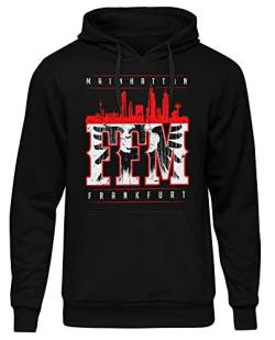 uglyshirt89 Mainhatten Herren Kapuzenpullover | Frankfurt Fanartikel - FFM Hoodie - Frankfurt Pullover - Frankfurt Skyline | M1 Schwarz (3XL) von uglyshirt89