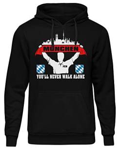 uglyshirt89 München Support Herren Kapuzenpullover | Stadt - München Skyline - Sport - Fussball - City - München Pullover - Hoodie | Schwarz (M) von uglyshirt89