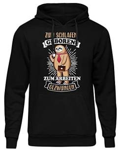 uglyshirt89 Zum Schlafen geboren Herren Kapuzenpullover| Lustiges Geschenk - Faultier Pullover Herren - Chillen - Pyjama - Schlafmütze - Hoodie | M1 Schwarz (3XL) von uglyshirt89