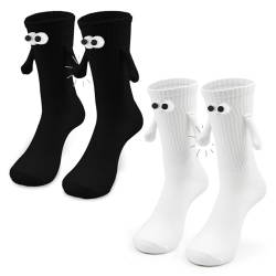 2 Paar Socken Magnet Hände, Hand In Hand Socken, Socken Händchen Halten, Hand Holding Socks, Magnetische Socken für Paare, Magnet Socken, Hände Socken für Paar, Freundschaftssocken, Fun Socken von uinnossvc