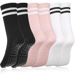 3 Paar Stoppersocken Damen 39-42, Pilates Socken, Yoga Socken Damen, Antirutschsocken Damen, Yoga Socken für Damen und Stoppersocken Herren, Pilates, Yoga, Tanz Ballett Trampolin Fitness von uinnossvc