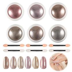 6 Box Rose Gold Chrom Nagelpulver Glänzend Nagel Glitzer Pulver Meerjungfrau Neon Nail Art Pigment Pulver DIY Nageldekoration Chrompulver Nagelpulver Nail Art Zubehör für Nail Art Design Dekoration von uinnossvc