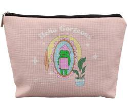 uinwk Hello Gorgeous Kosmetiktasche mit lustigem Frosch-Motiv, Frosch-Geschenke für Frauen, Frosch-Liebhaber, Retro-Make-up-Tasche für Damen, trendige, adrette, kleine Kosmetiktasche für Geldbörse von uinwk