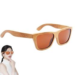 Polarisierte Sonnenbrillen mit Holzrahmen,Polarisierte Sonnenbrillen mit Holzrahmen | Strandsonnenbrille mit Holzrahmen - Rechteckige, klassische, polarisierte UV-Schutz-Sonnenbrille im Vintage-Stil, von ulapithi