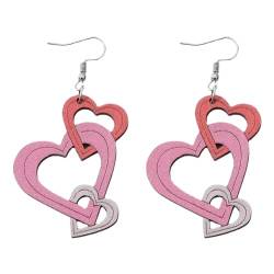 ulapithi Liebes-Herz-Ohrringe, Herz-Ohrringe für Frauen | Hot Pink Love Herz Ohrringe,Funkelnde Herzohrringe für Frauen, Ehefrau, Mutter, Mädchen, Valentinstag von ulapithi