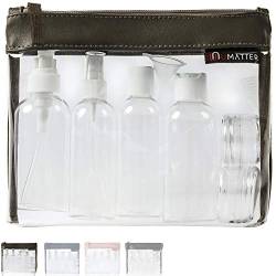 umatter ® Flugzeugbeutel, Kulturbeutel transparent für Flüssigkeiten im Handgepäck mit 6 Reiseflaschen max. 100ml, durchsichtige Kulturtasche, 1 Liter Reiseset, Kosmetiktasche, Reisezubehör von umatter