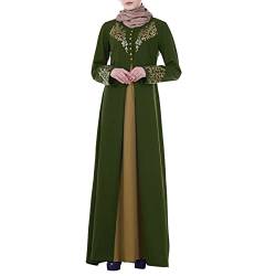 Muslimische Kleider Damen Elegant, Damen Plus Size Print Abaya Jilbab muslimischen Maxi Kleid Casual Kaftan langes Kleid Knopf Loser Normallack Kleidungs Damen Lange Ärmel Ramadan Kleider Gebet von umifyxioy