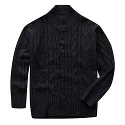 Strickjacke Herren, Strickjacke Herren Zopfmuster Pullover Cardigan Feinstrick Klassischer Rundhals Herbst Winter Warme Weiche Strickjacken mit Knöpfe Langarm Strickpullover Pullover für Männer von umifyxioy