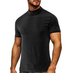 T Shirt Herren, Herren Tshirts Kurzarm Rollkragen Shirts Einfarbig T Shirts Stretch Kurzarmshirt Slim Fit T-Shirt Sommer Bequem Shirt Bluse Oberteile Top Streetwear Herren Hemden von umifyxioy